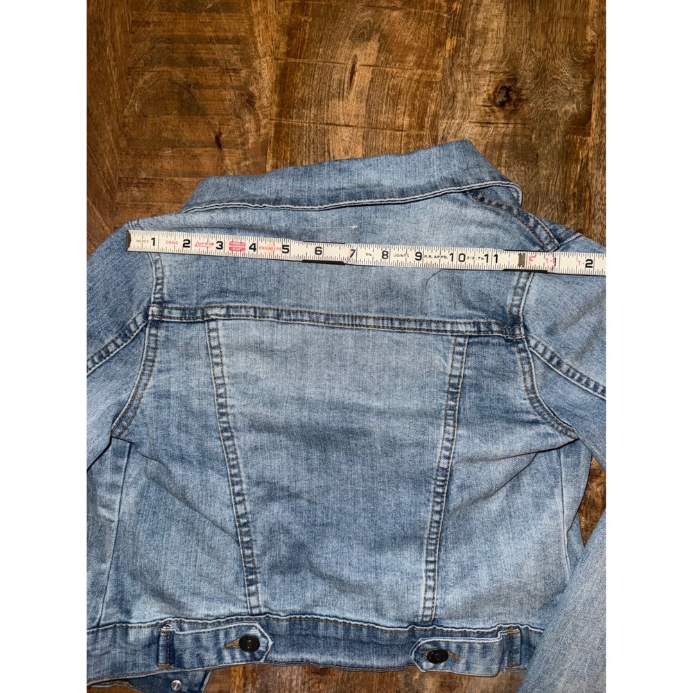 Hudson Jeans Women Light Wash Denim Trucker Jacket Union Jack Patch Size M - Picture 10 of 10